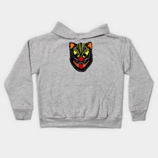 Vintage Halloween black cat mask Kids Hoodie